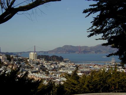 Golden Gate Bridge from Coit Tower lookout.  They were doing all this construction work at Coit Tower, plus I didn't have enough cash on me to go up the tower, so just took a couple of pictures from the base<br>Location: <a href="https://www.google.com/maps/search/?api=1&query=37.80291,-122.40601" target="_new">Coit Tower car park</a>